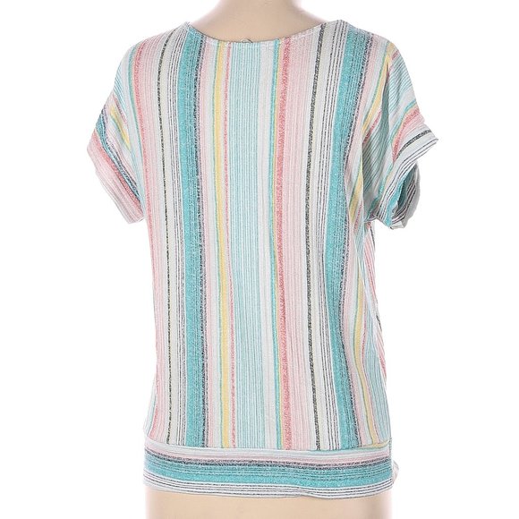 Above and Beyond Pink and Green Striped Blouse-Size Medium - Picture 2 of 7